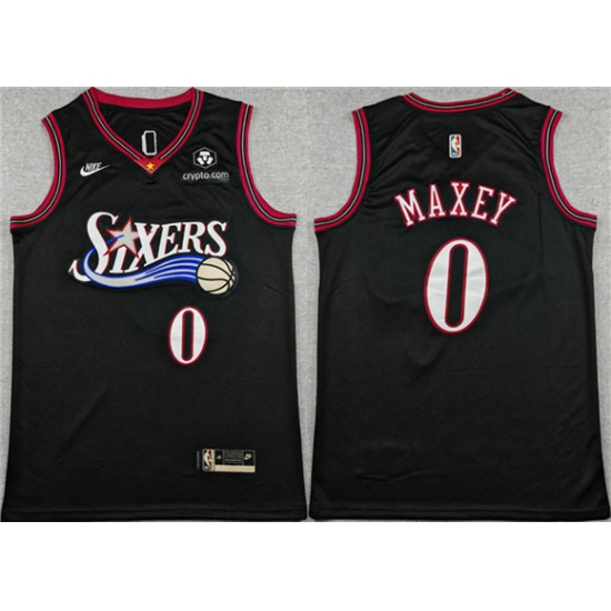 Men's Philadelphia 76ers #0 Tyrese Maxey Black 2025 Classic Edition Stitched Stitched Jersey - Ujersey