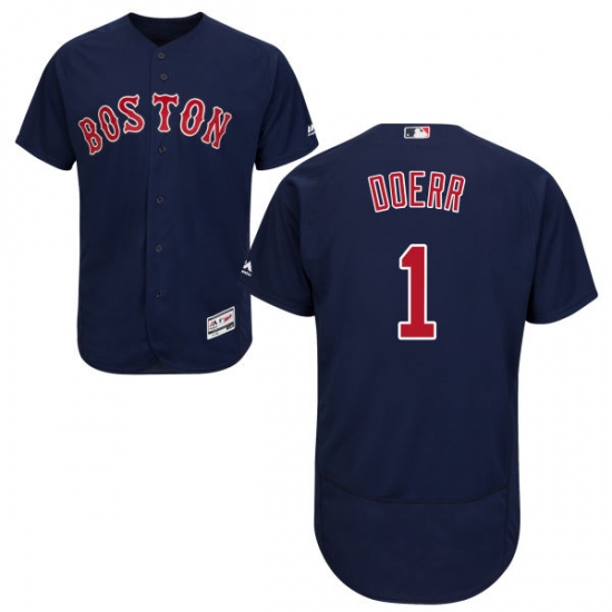 Men's Majestic Boston Red Sox #1 Bobby Doerr Navy Blue Alternate Flex Base Authentic Collection MLB Jersey - Ujersey