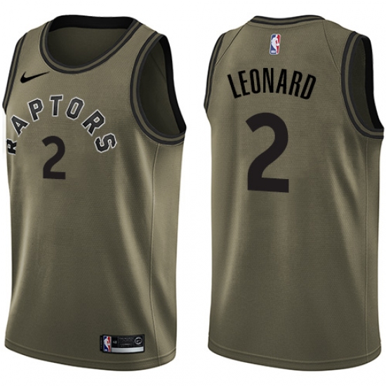 Men's Nike Toronto Raptors #2 Kawhi Leonard Swingman Green Salute to Service NBA Jersey - Ujersey