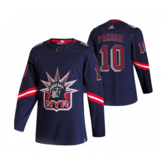 Men's New York Rangers #10 Artemi Panarin Navy 2020-21 Reverse Retro Alternate Hockey Jersey - Ujersey