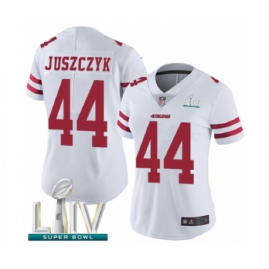 Women's San Francisco 49ers #44 Kyle Juszczyk White Vapor Untouchable Limited Player Super Bowl LIV Bound Football Jersey - Ujersey