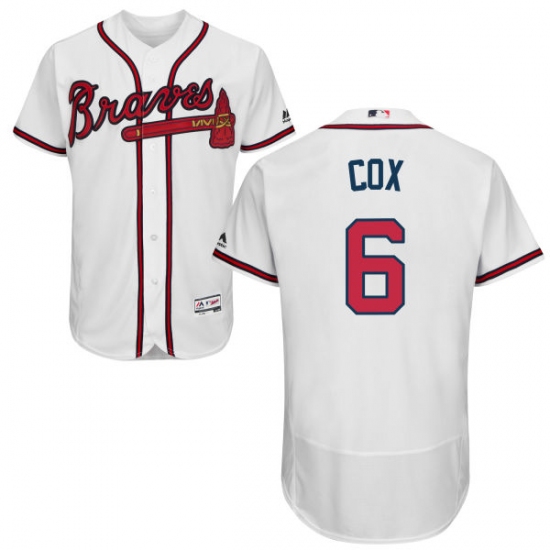 Men's Majestic Atlanta Braves #6 Bobby Cox White Home Flex Base Authentic Collection MLB Jersey - Ujersey