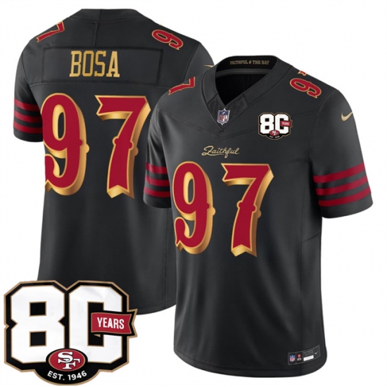 Men's San Francisco 49ers #97 Nick Bosa Black 80th Anniversary“Rivalries” 2026 F.U.S.E. Vapor Untouchable Limited Football Stitched Jersey - Ujersey