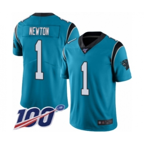 Men's Carolina Panthers #1 Cam Newton Blue Alternate Vapor Untouchable Limited Player 100th Season Football Jersey - Ujersey