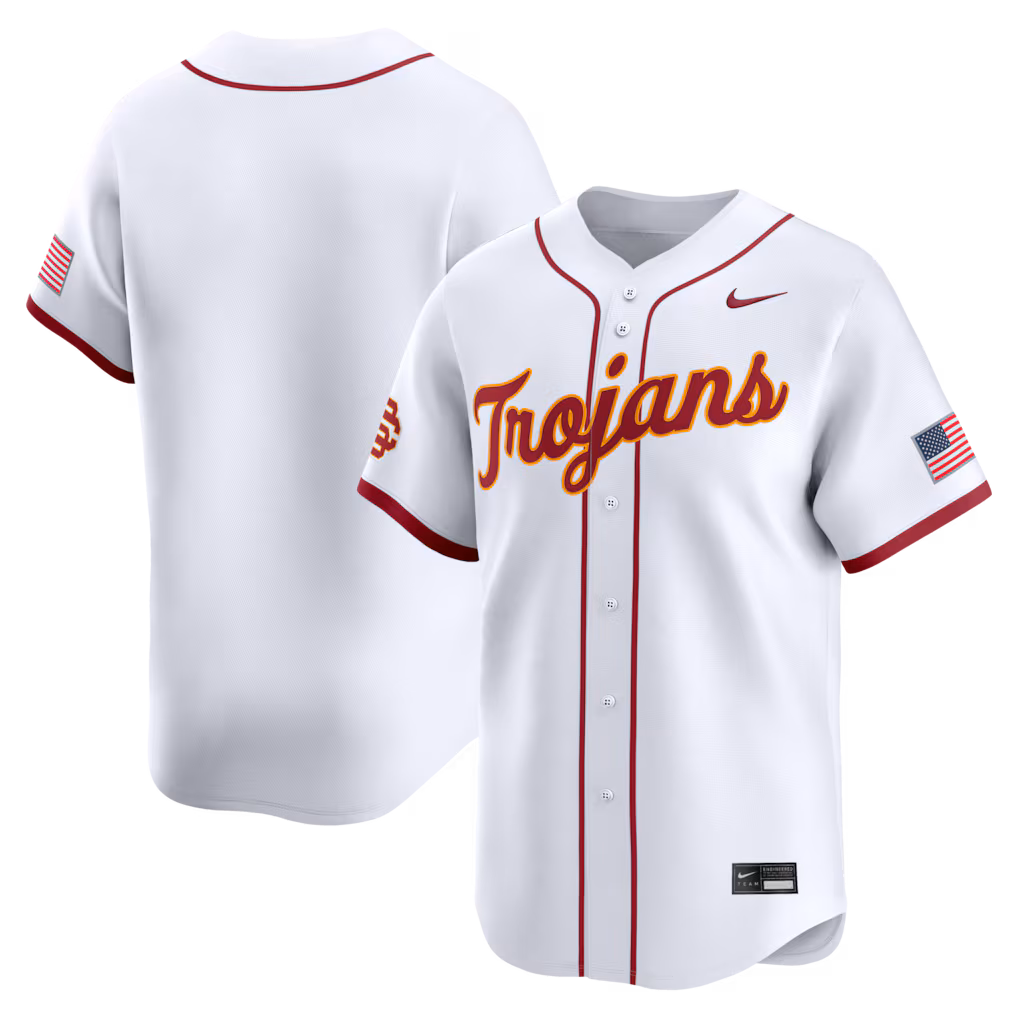 Men's Nike White USC Trojans Home Baseball Limited Jersey - SUjersey01