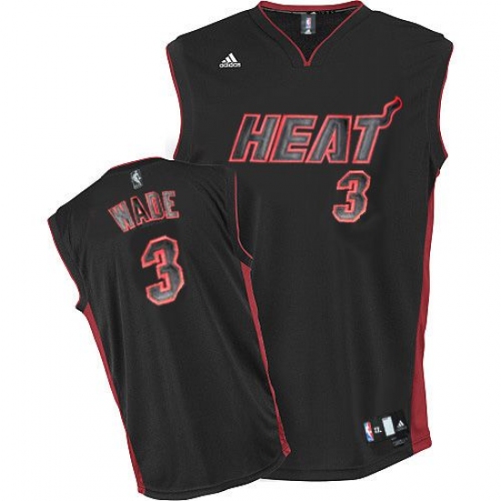 Men's Adidas Miami Heat #3 Dwyane Wade Swingman Black Black/Red No. NBA Jersey - Ujersey