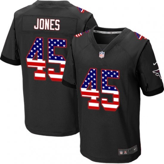 Men's Nike Atlanta Falcons #45 Deion Jones Elite Black Alternate USA Flag Fashion NFL Jersey - ujerseystore