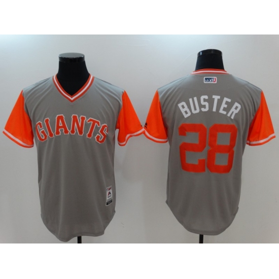 Men's San Francisco Giants #28 Buster Posey Gray Alternate Stitched Baseball Jersey - Ujersey