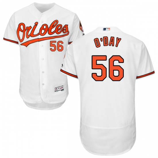 Men's Majestic Baltimore Orioles #56 Darren O'Day White Home Flex Base Authentic Collection MLB Jersey - Ujersey