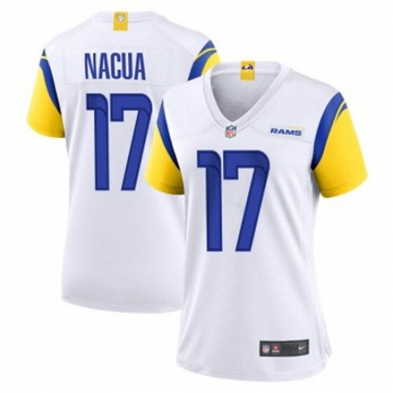 Women Los Angeles Rams #17 Puka Nacua White 2023 F U S E Vapor Untouchable Limited Stitched Jersey - Ujersey