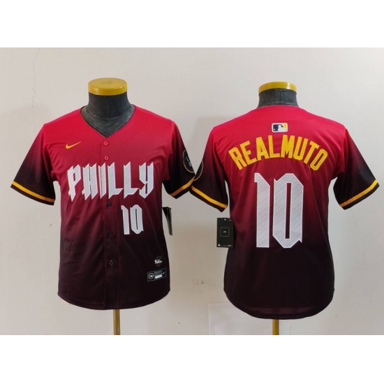 Youth Philadelphia Phillies #10 JT Realmuto Number Red 2024 City Connect Limited Jersey - Ujersey