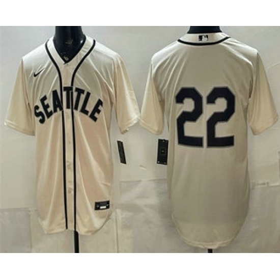 Men's Seattle Mariners #22 Bryan Woo Cream Alternate Stitched Jersey