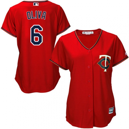 Women's Majestic Minnesota Twins #6 Tony Oliva Authentic Scarlet Alternate Cool Base MLB Jersey - Ujersey