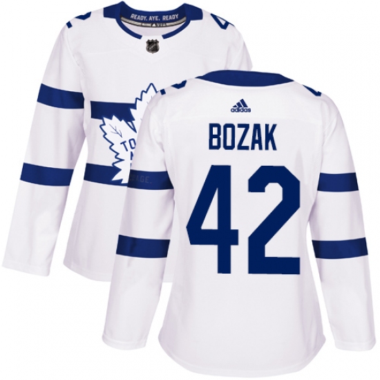 Women's Adidas Toronto Maple Leafs #42 Tyler Bozak Authentic White 2018 Stadium Series NHL Jersey