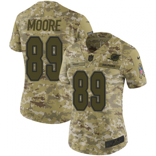 Women's Nike Miami Dolphins #89 Nat Moore Limited Camo 2018 Salute to Service NFL Jersey - Ujersey