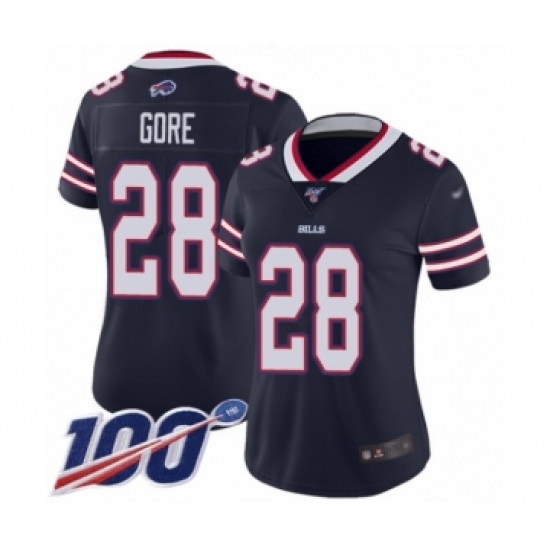 Women's Buffalo Bills #28 Frank Gore Limited Navy Blue Inverted Legend 100th Season Football Jersey