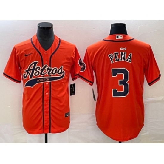 Men's Houston Astros #3 Jeremy Pena Orange Cool Base Stitched Baseball Jersey - Ujersey