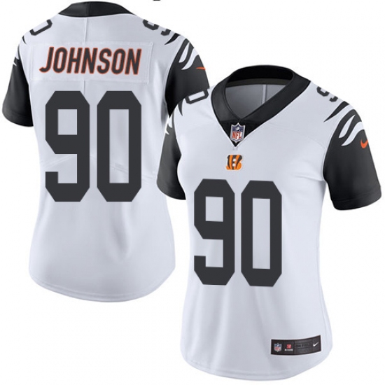 Women's Nike Cincinnati Bengals #90 Michael Johnson Limited White Rush Vapor Untouchable NFL Jersey - Ujersey