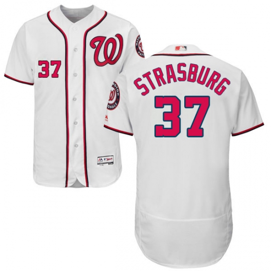 Men's Majestic Washington Nationals #37 Stephen Strasburg White Home Flex Base Authentic Collection MLB Jersey - Ujersey