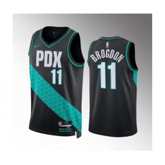 Men's Portland Trail Blazers #11 Malcolm Brogdon 2022-23 Black City Edition Stitched Basketball Jersey - Ujersey