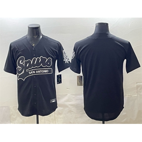 Men's San Antonio Spurs Blank Black Stitched Baseball Jersey - Ujersey