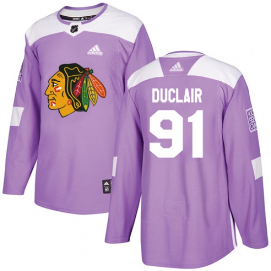 Youth Adidas Chicago Blackhawks #91 Anthony Duclair Authentic Purple Fights Cancer Practice NHL Jersey - Ujersey