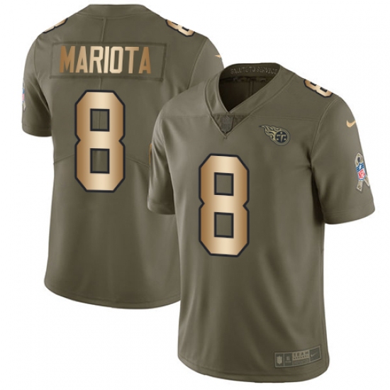 Men's Nike Tennessee Titans #8 Marcus Mariota Limited Olive/Gold 2017 Salute to Service NFL Jersey - Ujersey