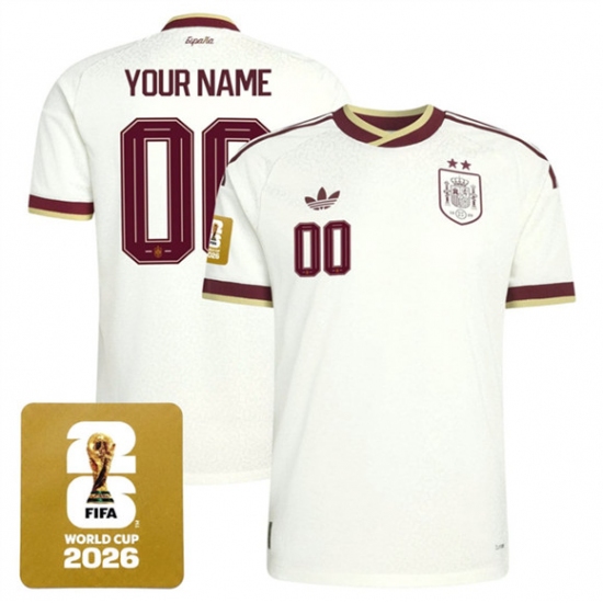 Men's Spain Team Custom 2026 World Cup Away Soccer Jersey - Ujersey