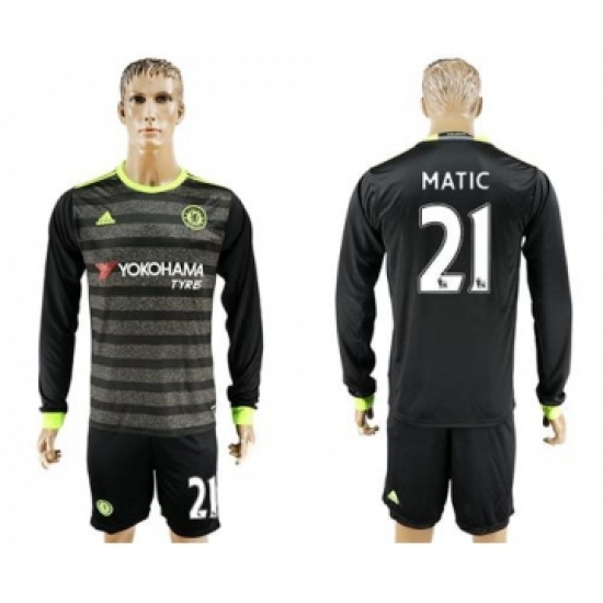 Chelsea #21 Matic Sec Away Long Sleeves Soccer Club Jersey