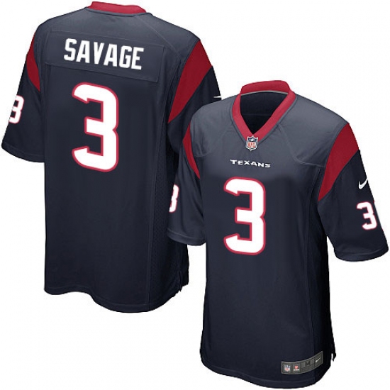Men's Nike Houston Texans #3 Tom Savage Game Navy Blue Team Color NFL Jersey - Ujersey