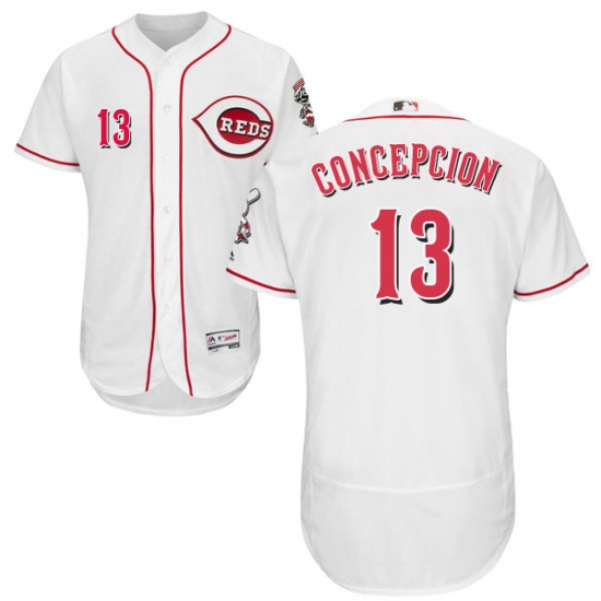 Men's Majestic Cincinnati Reds #13 Dave Concepcion White Home Flex Base Authentic Collection MLB Jersey - Ujersey