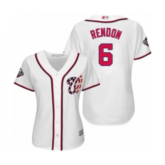 Women's Washington Nationals #6 Anthony Rendon Authentic White Home Cool Base 2019 World Series Bound Baseball Jersey - Ujersey