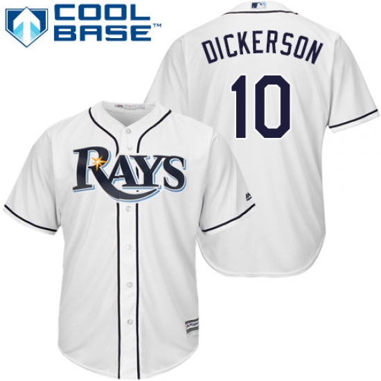Youth Majestic Tampa Bay Rays #10 Corey Dickerson Authentic White Home Cool Base MLB Jersey - Ujersey