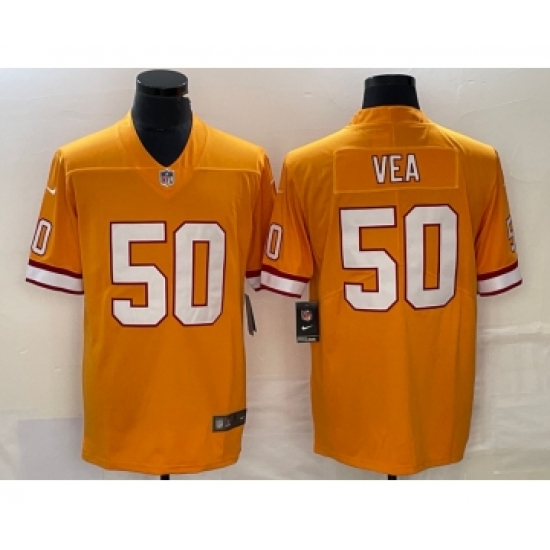 Men's Nike Tampa Bay Buccaneers #50 Vita Vea Yellow Limited Stitched Throwback Jersey - Ujersey