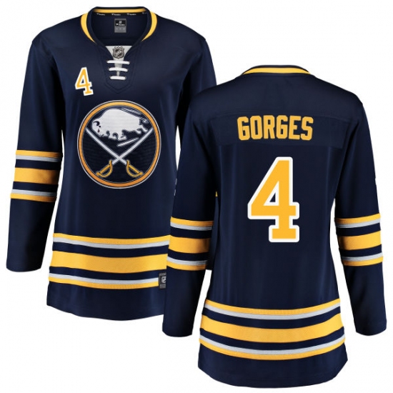 Women's Buffalo Sabres #4 Josh Gorges Fanatics Branded Navy Blue Home Breakaway NHL Jersey