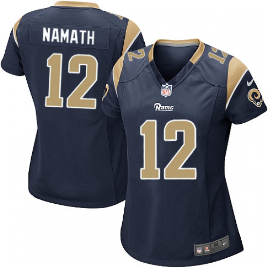 Women's Nike Los Angeles Rams #12 Joe Namath Game Navy Blue Team Color NFL Jersey - Ujersey