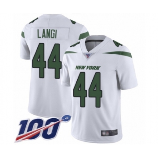 Youth New York Jets #44 Harvey Langi White Vapor Untouchable Limited Player 100th Season Football Jersey - Ujersey