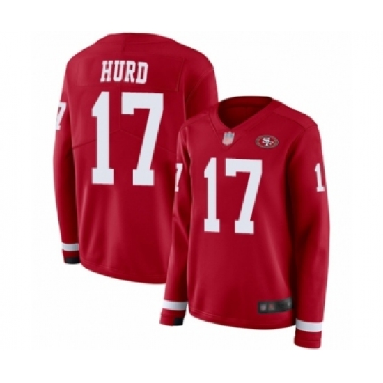 Women's San Francisco 49ers #17 Jalen Hurd Limited Red Therma Long Sleeve Football Jersey - Ujersey