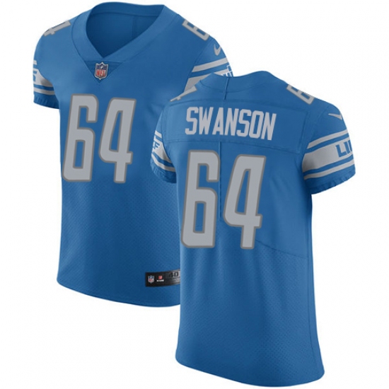 Men's Nike Detroit Lions #64 Travis Swanson Light Blue Team Color Vapor Untouchable Elite Player NFL Jersey - Ujersey