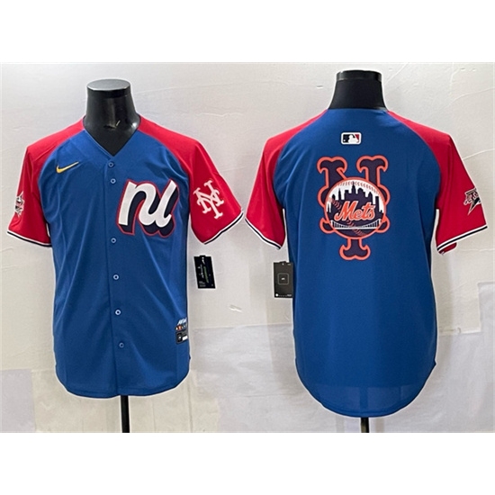 Men's National League New York Mets Team Big Logo Blue Red Alternate 2025 All-Star Edition Limited Stitched Baseball Jersey - Ujersey