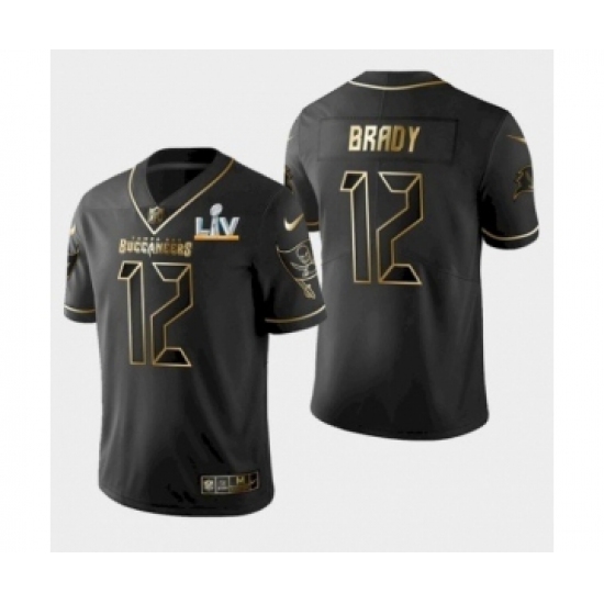 Men's  Tampa Bay Buccaneers #12 Black Golden Jersey 2021 Super Bowl LV - Ujersey