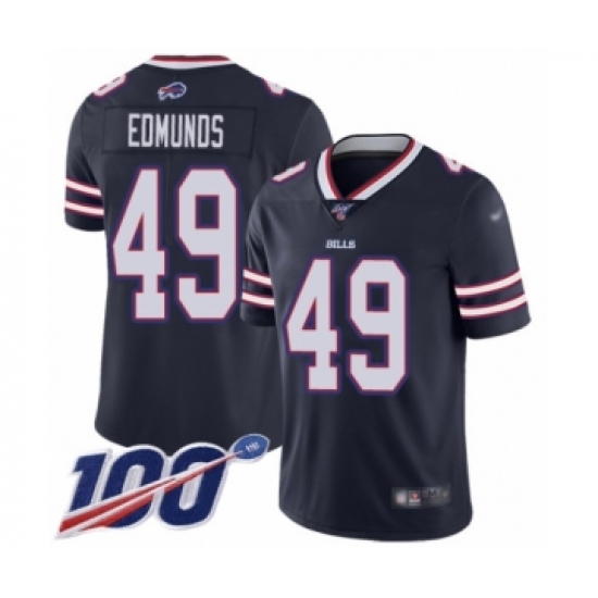 Men's Buffalo Bills #49 Tremaine Edmunds Limited Navy Blue Inverted Legend 100th Season Football Jersey - Ujersey