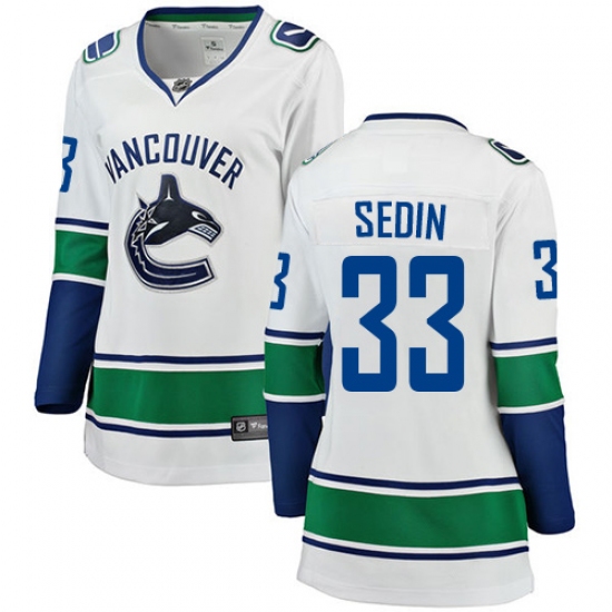 Women's Vancouver Canucks #33 Henrik Sedin Fanatics Branded White Away Breakaway NHL Jersey - Ujersey