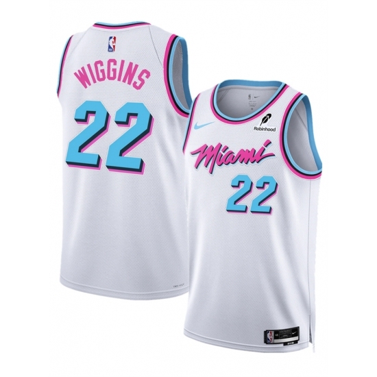 Men's Miami Heat #22 Andrew Wiggins White 2025 City Edition Stitched Basketball Jersey - Ujersey