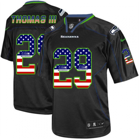 Men's Nike Seattle Seahawks #29 Earl Thomas III Elite Black USA Flag Fashion NFL Jersey - Ujersey