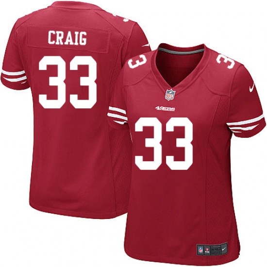 Women's Nike San Francisco 49ers #33 Roger Craig Game Red Team Color NFL Jersey - Ujersey