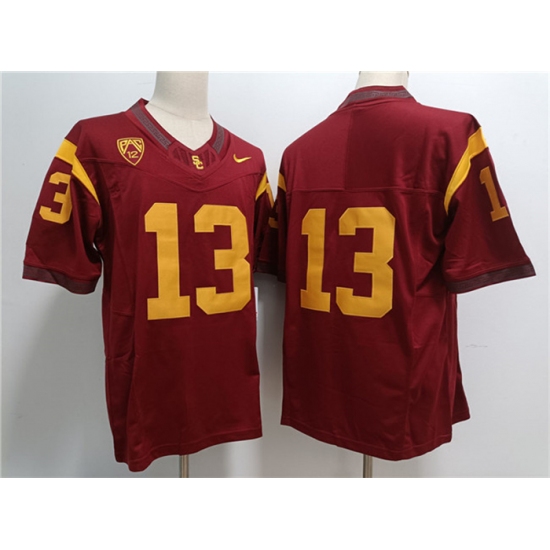 Men's USC Trojans #13 Caleb Williams Red Stitched Jersey - Ujersey