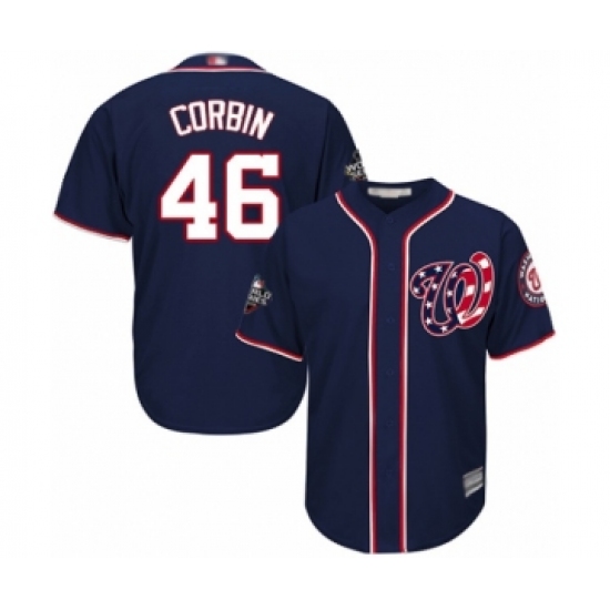 Youth Washington Nationals #46 Patrick Corbin Authentic Navy Blue Alternate 2 Cool Base 2019 World Series Bound Baseball Jersey - Ujersey