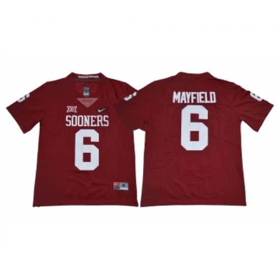 Oklahoma Sooners 6 Baker Mayfield Red Diamond Logo College Football Jersey - Ujersey