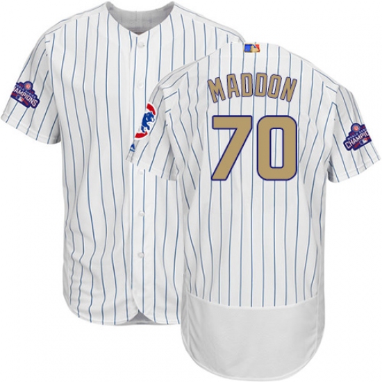 Men's Majestic Chicago Cubs #70 Joe Maddon Authentic White 2017 Gold Program Flex Base MLB Jersey - Ujersey